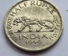 British India Half Rupee 1946 Silver Coin