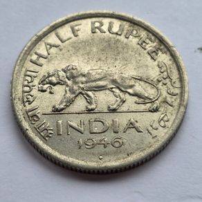 British India Half Rupee 1946 Silver Coin