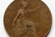 1906 Penny Edward VII bronze coin