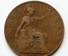 1906 Penny Edward VII bronze coin