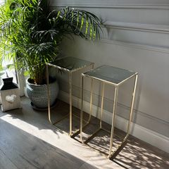 X2 gold mirrored console tables