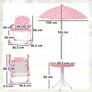 Kids Patio Table and Chair Set, Kids Garden Furniture with Umbrella, 4-Piece Bistro Set for Garden, Pink Image 3
