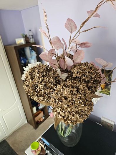 Artificial Flower Arrangement with Glass Vase