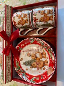 Christmas gingerbread mug and saucer set - new in box