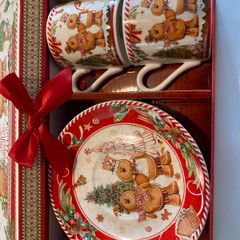 Christmas gingerbread mug and saucer set - new in box