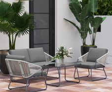 4 Piece Rattan Garden Furniture Set