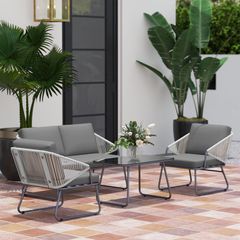 4 Piece Rattan Garden Furniture Set