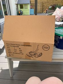 Parasol heater from OutdoorLiving -Box opened as shown but item never removed