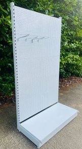 Premium Gloss White Peg Board Display Stand - Shops / Exhibitions - 50 Free Hooks!!