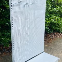 Premium Gloss White Peg Board Display Stand - Shops / Exhibitions - 50 Free Hooks!!