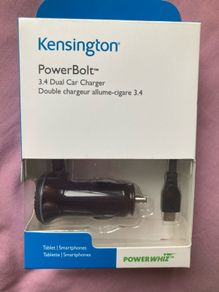 BNIB Kensington PowerBolt 3.4 Dual Fast Charge Car Charger with micro USB Cable