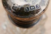 2 Antique Sterling Silver Top, Glass Bottles Pots