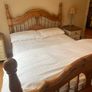 Antique Pine 4ft 6 double bed and mattress. Image 2