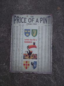 Large Metal Sign Price Of A Pint Over The Years