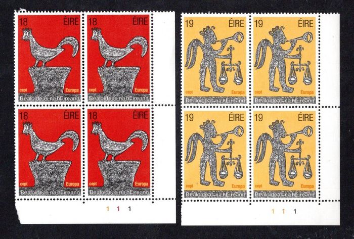 1981 Ireland Europa Folklore Commemorative Stamps Plate Blocks 111 Mint Never Hinged (MNH)