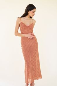 Sisterhood Orange Slip Wave Print Dress