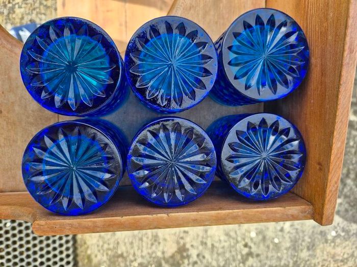 Vintage Anchor Hocking Blue Wexford Tumblers Set of 6