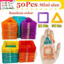 50PCS MAGNA TILES Montessori Education Magnetic Building Blocks DIY Magnets Toys Mini Size Designer Construction Set Gifts for Kids
