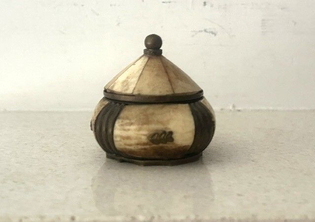 Vintage 1970s Brass & Bone Trinket Box