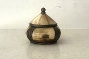 Vintage 1970s Brass &amp; Bone Trinket Box