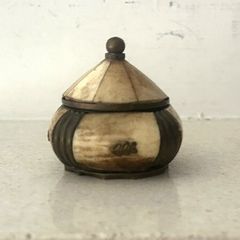 Vintage 1970s Brass & Bone Trinket Box