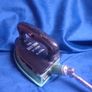 Vintage 1930s "The Rhythm" No. 375U Gas Iron with Enamel Trivet Stand & Hose Image 3