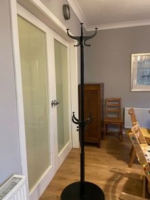 Coat stand - free standing, black, lower and higher hooks