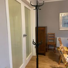 Coat stand - free standing, black, lower and higher hooks