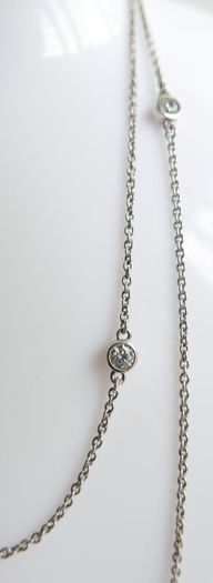 Vintage TI SENTO 925 Sterling Silver Long 30" silver station necklace with clear stones 9,1g                              es