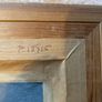 painting Vintage framed oil depicting a countryside landscape scene with a small house and river Image 5