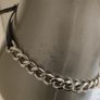 Vintage 90's Womens In Wear Italian Black Leather Silver tone Chain Belt Size L 32" Image 6