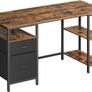 Computer Desk Office Desk  with 3 Shelves 2 Drawers 140 x 60 x 76 cm Image 6
