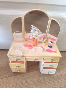 Vintage Sindy Doll Dressing Table Vanity Unit Triple Mirror Drawers Original Pedigree Furniture