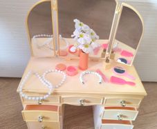 Vintage Sindy Doll Dressing Table Vanity Unit Triple Mirror Drawers Original Pedigree Furniture
