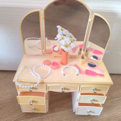 Vintage Sindy Doll Dressing Table Vanity Unit Triple Mirror Drawers Original Pedigree Furniture