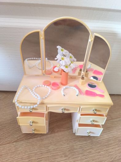 Vintage Sindy Doll Dressing Table Vanity Unit Triple Mirror Drawers Original Pedigree Furniture