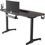 _Computer Game Table, Ergonomic Gaming Desk PC Game Table with Cup Holder and Headphone Hook, 140x65x75cm, Black Image 5