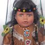 16"  Collectable Native American/Indian Girl on Swing Porcelain Doll (Dark  Brown) Image 3