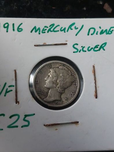 1916 mercury silver dime