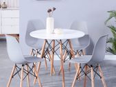 _WHite Dining Table and 4x Nordic Plastic Dining Chairs Wood Legs