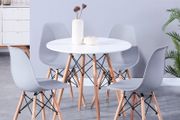 _WHite Dining Table and 4x Nordic Plastic Dining Chairs Wood Legs
