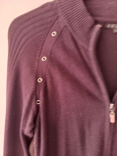 Yuka Dark Brown Cardigan with  Metal Eyelet Detail    Size 14