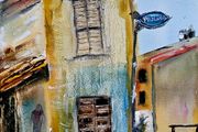 Corsican coffee shop watercolour
