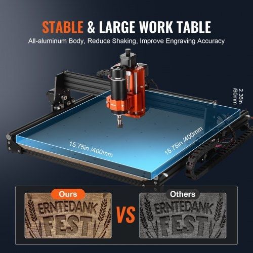 CNC Router Machine, 300W, 3 Axis GRBL Control Wood Engraving Carving Milling Machine Kit, 15.75 x 15.75 x 2.36 in / 400 x 400 x 60 mm Working Area 1200 RPM for Wood Acrylic MDF PVC Plastic Foam