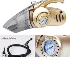 4-in-1 12V Multifunction Car Vacuum Cleaner Tire Air Pump Pressure Detection Gauge LED Light High Power Car Vacuum Cleaning Kit