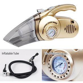 4-in-1 12V Multifunction Car Vacuum Cleaner Tire Air Pump Pressure Detection Gauge LED Light High Power Car Vacuum Cleaning Kit