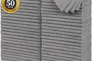 Grey Microfibre Cleaning Cloth -Pack of 50, 16"X12" Cleaning Rags for Housekeeping and Kitchen, Reusable Shop Towels for Car, Lint Free, Scratch-Free, Highly Absorbent Microfibre Towels
