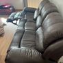 Brown leather recliner sofa Image 4