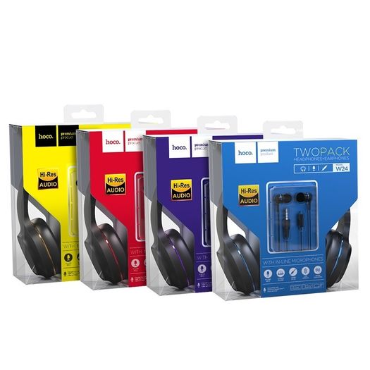 Brand New Hoco W24 Enlighten Wired 2in1 Earphones & Headphones With Mic.