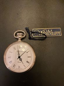 Sterling silver open face watch, Waltham, can be used as desk clock. Brand new
